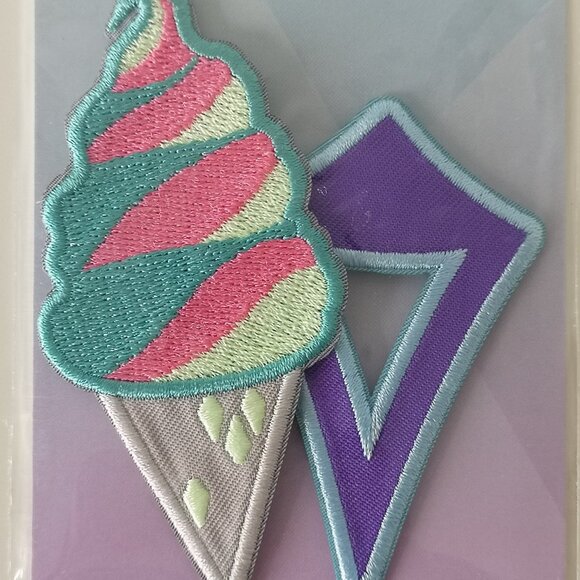 NWT IVIVVA by LULULEMON Multi Color Iron On Patches Ivivva Logo Ice Cream Cone - Picture 2 of 3